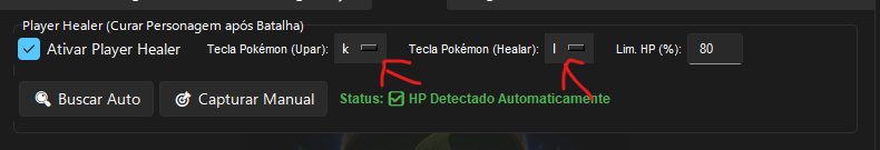Configuração do Player Healer